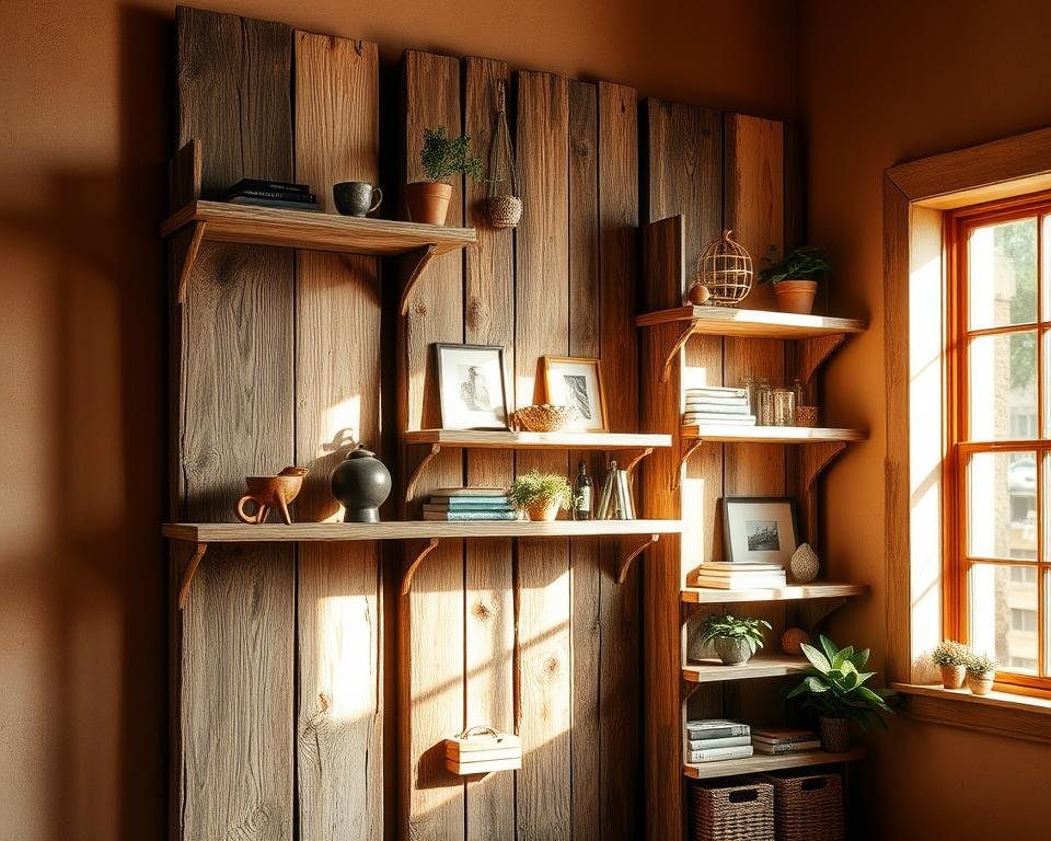 Prateleira de madeira rústica