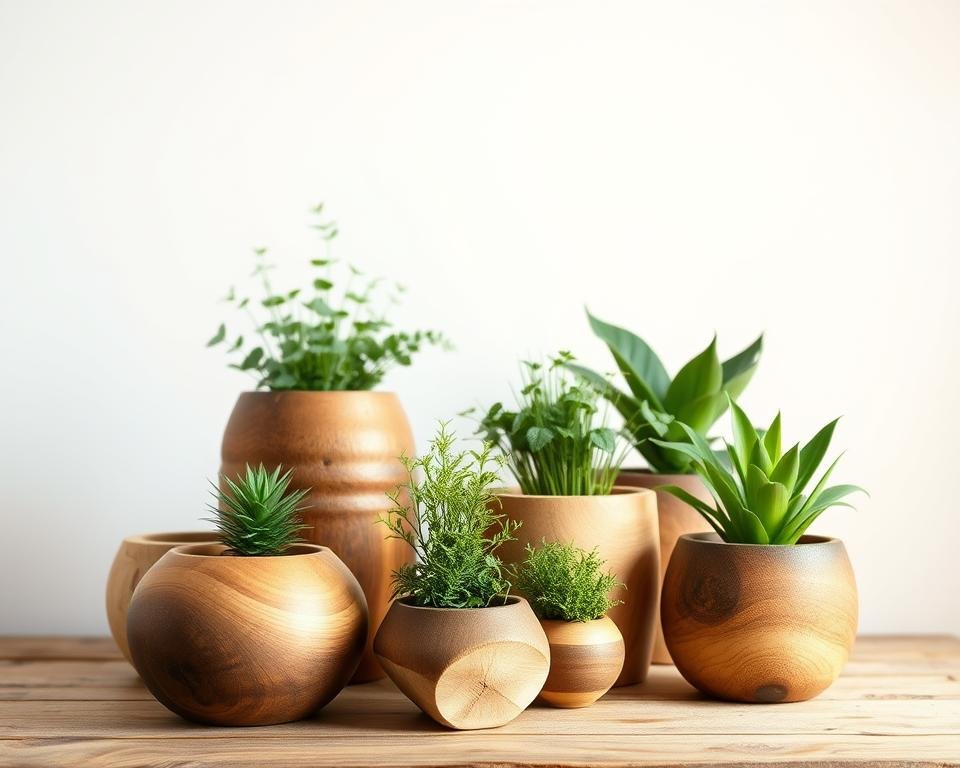 Vasos de madeira para plantas