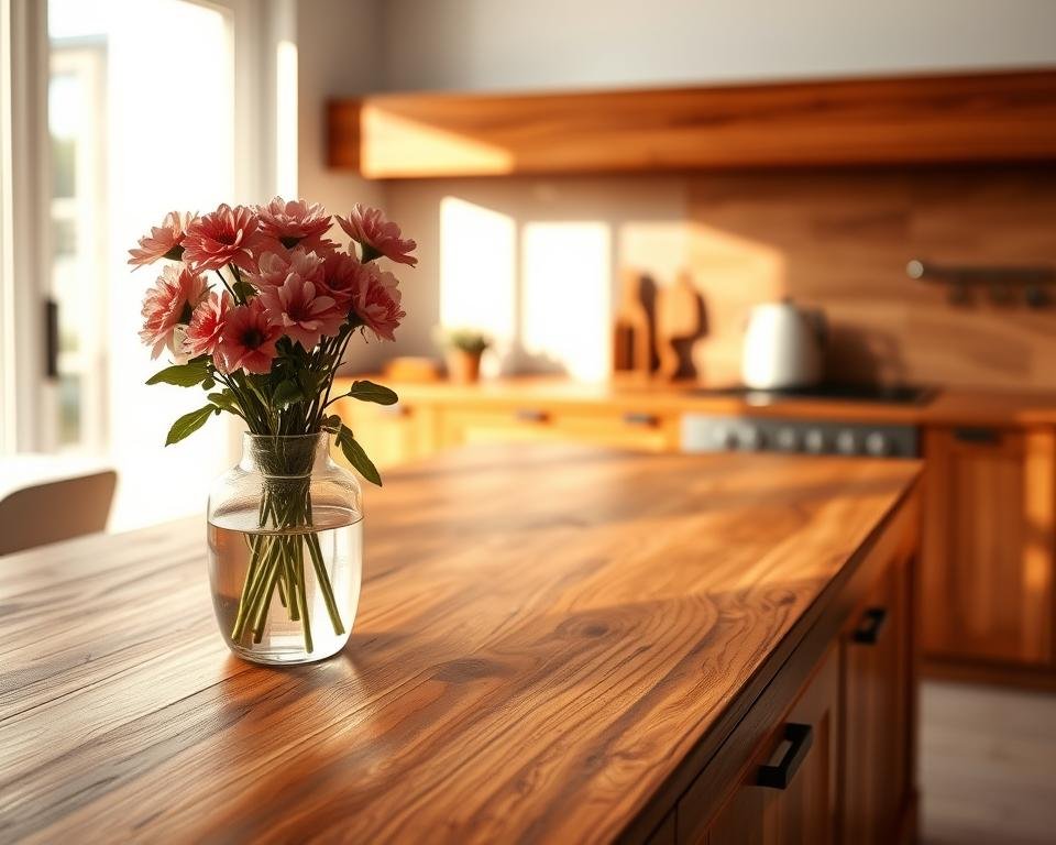 Bancada de cozinha de madeira