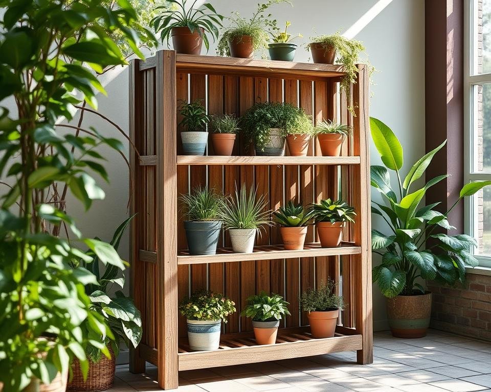 Suporte para plantas de madeira