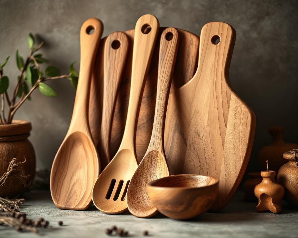 Utensílios de cozinha de madeira